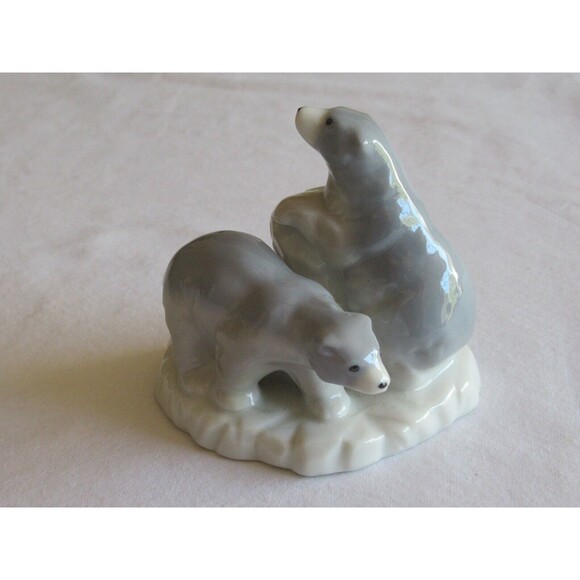 Vintage Lot of 3 Bear Figurines Panda Lomonosov Wolf Sculpture Canada Soapstone - Picture 8 of 12